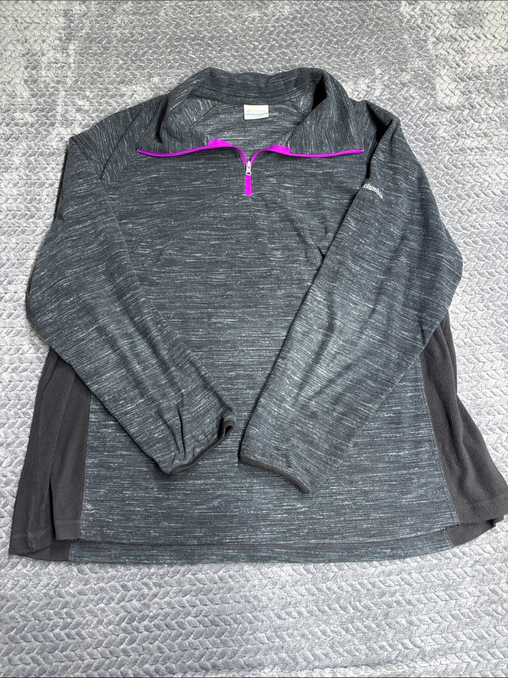 Columbia Dark Gray Heather Quarter-Zip Pullover with Purple Trim
